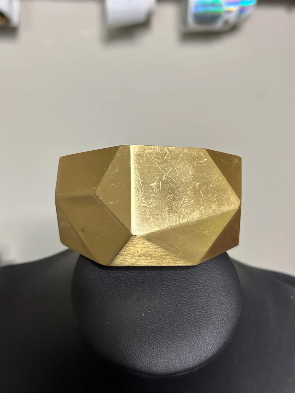 Gold Faceted Statement Bangle Bracelet